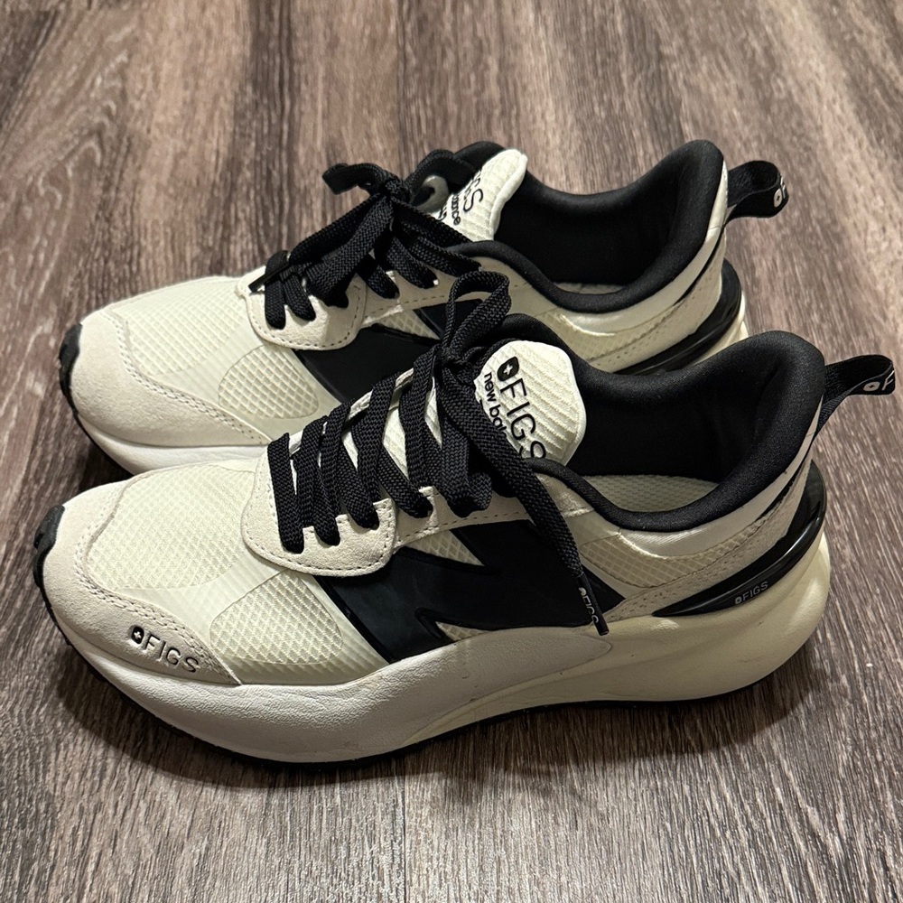 FIGS x New Balance Women's Cream and Black Sneakers